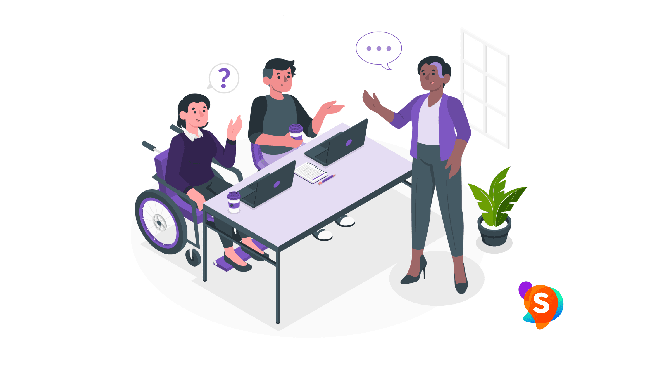 Workplace accessibility best practice leads to collaboration and inclusion.