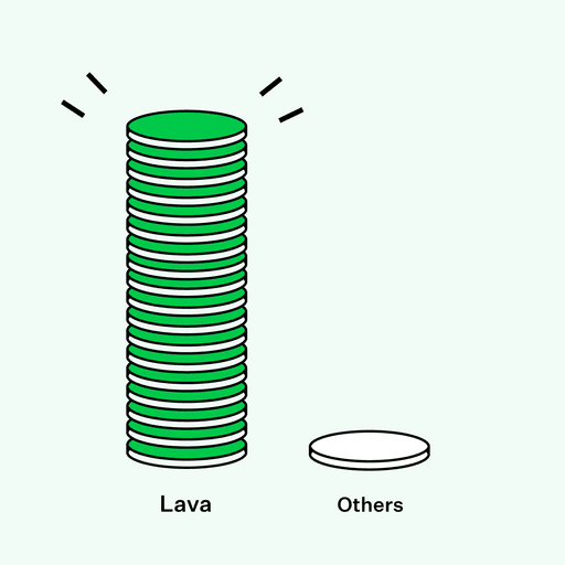 A tall stack of green coins next to a single empty coin outline, representing a quantity comparison.