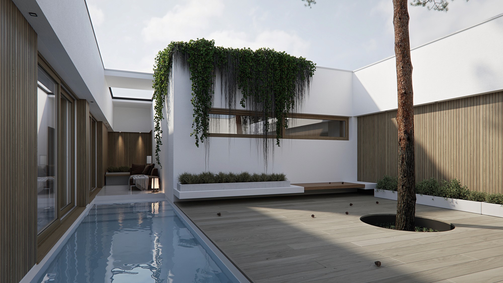 Minimalist house seamlessly connected to its terrace and garden