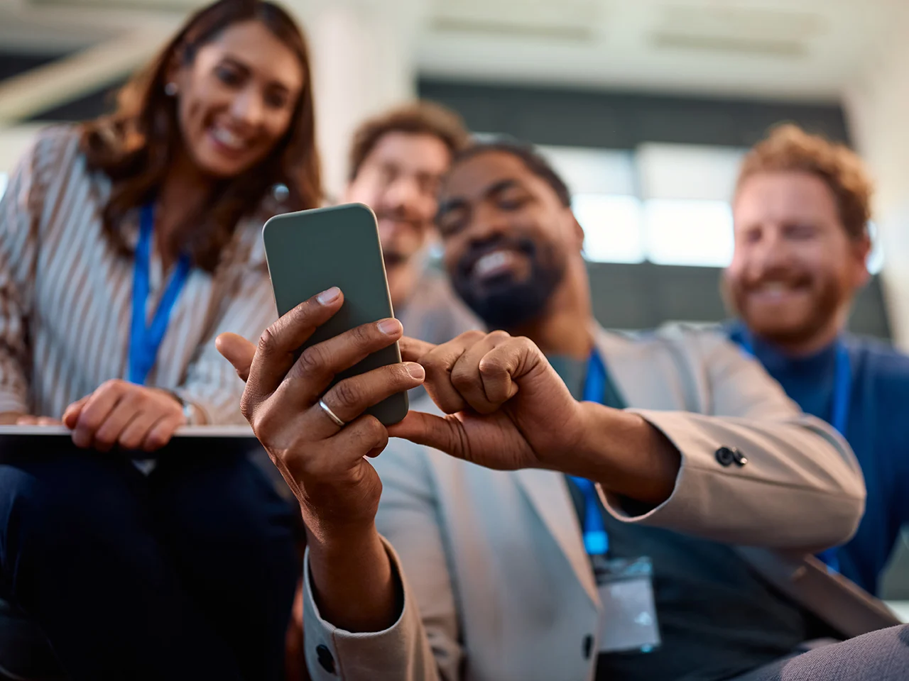 Co-worker showing an app