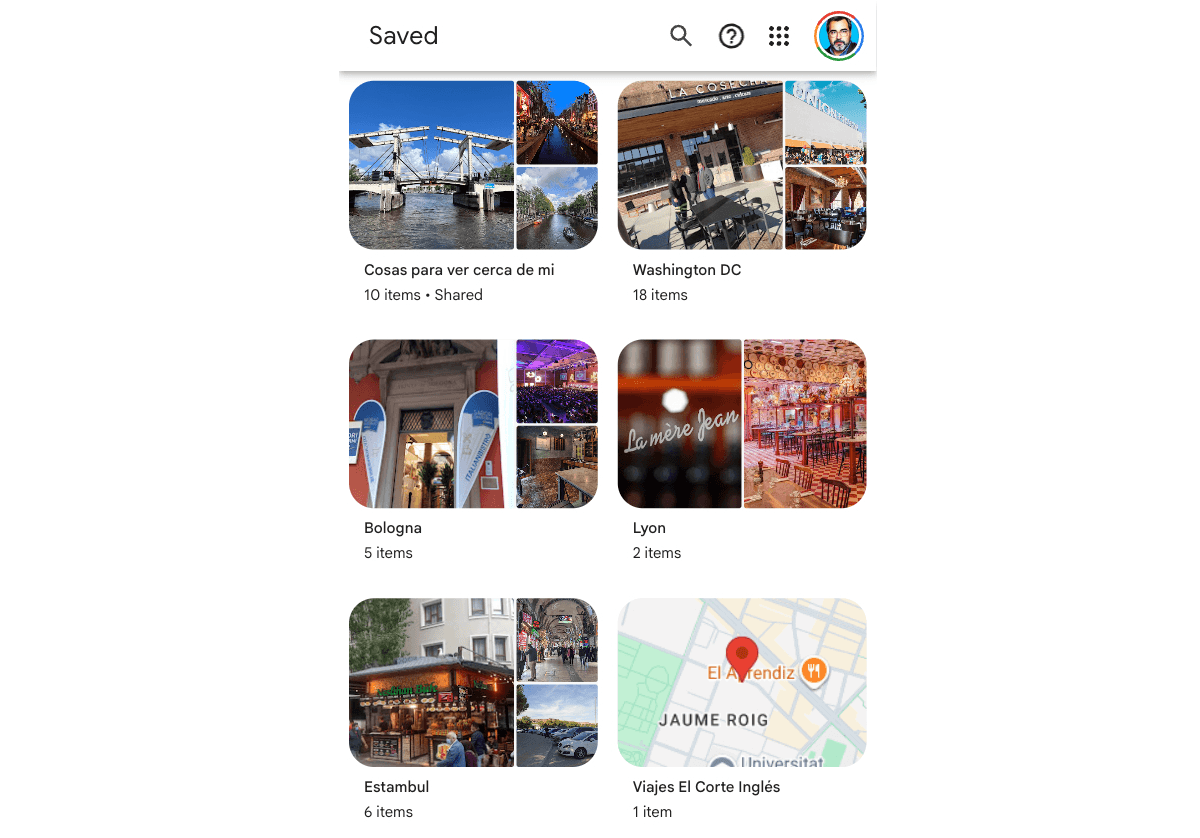 Collections: saved visual research, and the Maps connection
