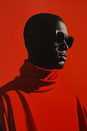 Red hoodie silhouette portrait.