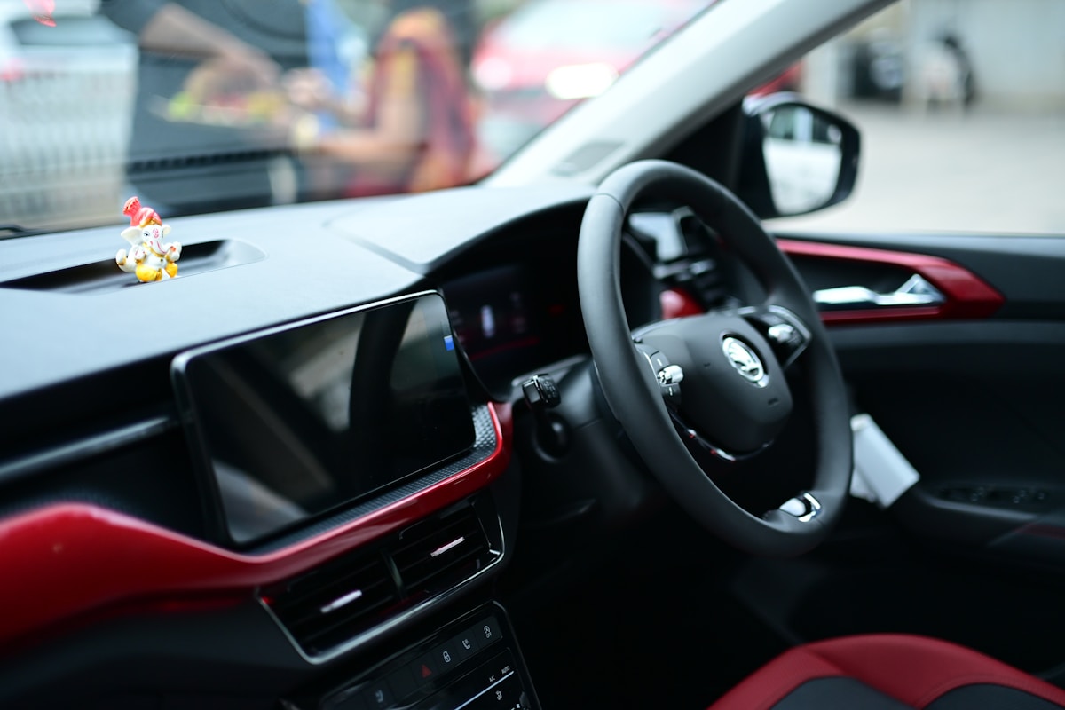 Clean car interior with dashboard vents