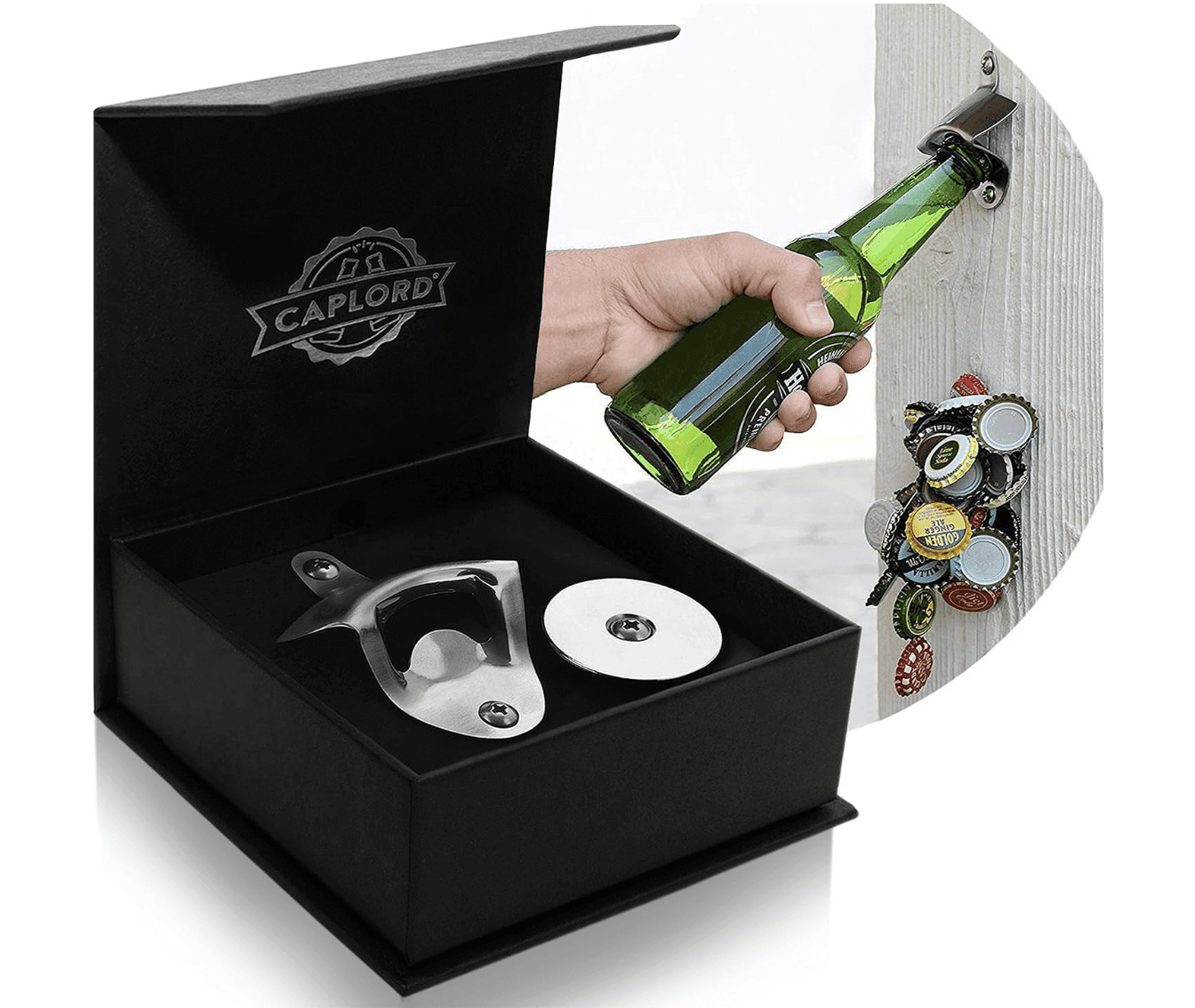 Wall Mounted Beer Bottle Opener with Magnetic Cap