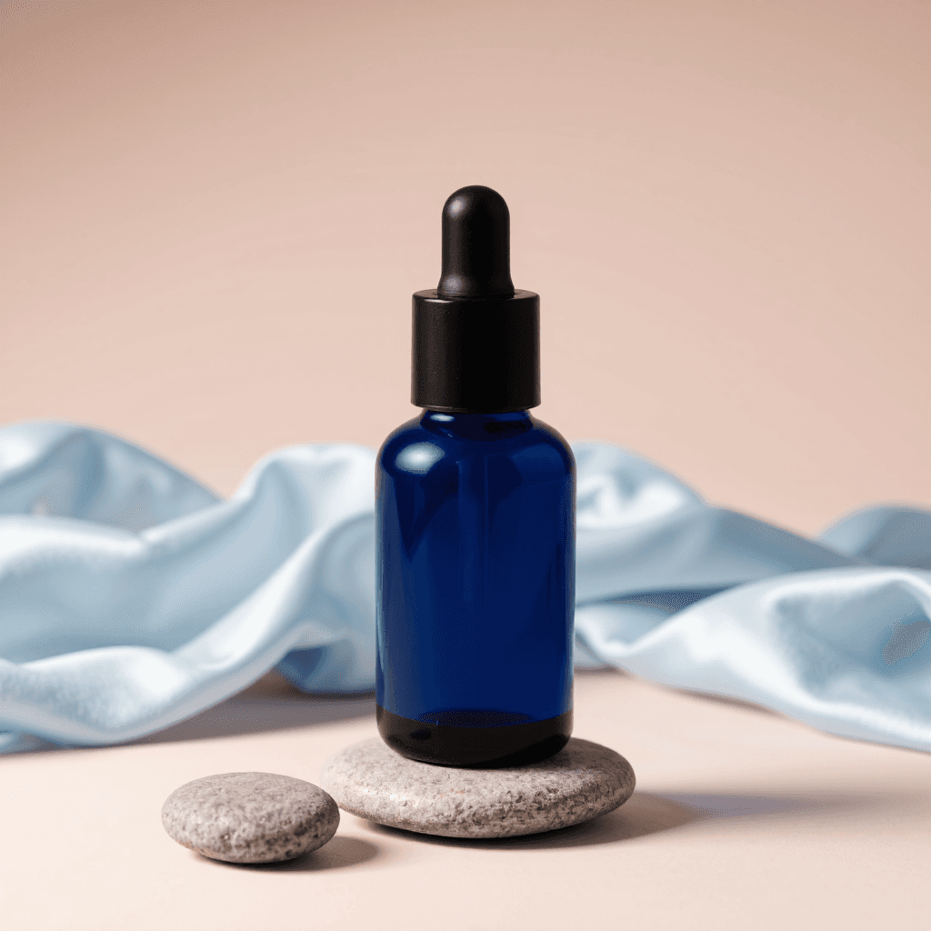 product photography of a bottle of natural essential oil