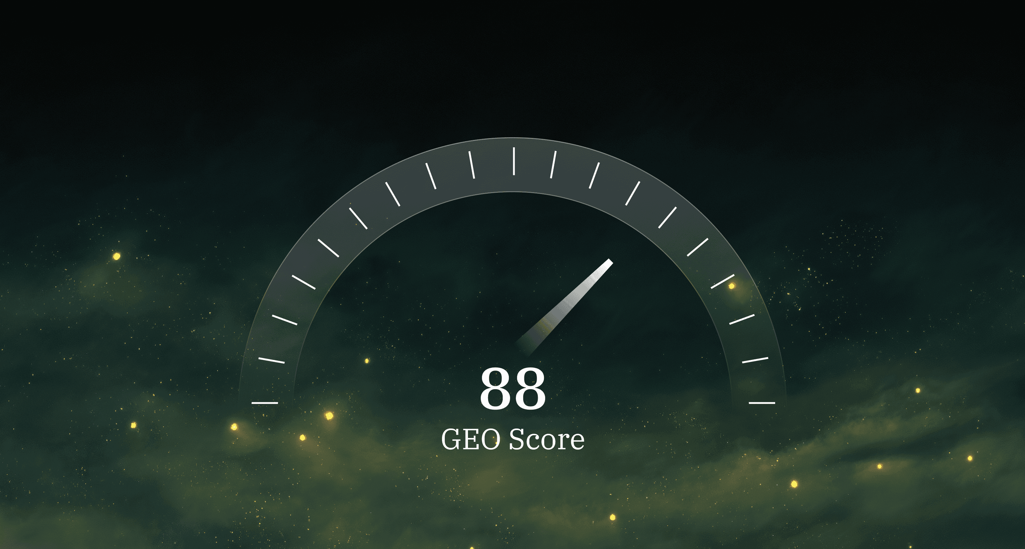 GEO Score of 88 displayed on speedometer gauge