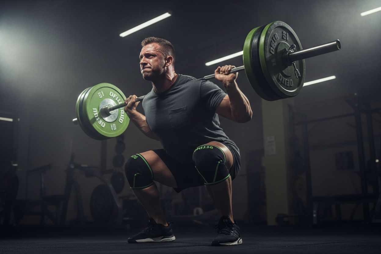 Lifter performing a back squat