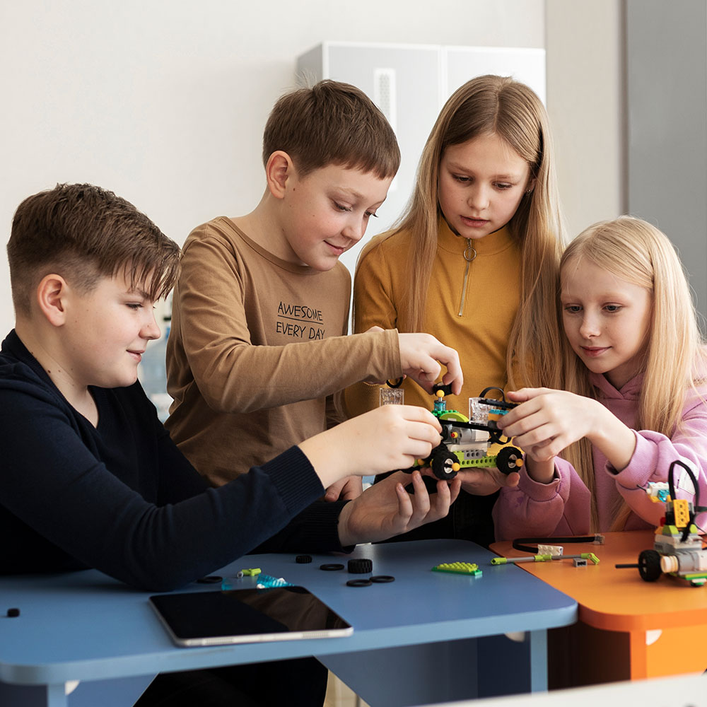 Students participating in hands-on STEM activities focused on science, technology, engineering and math skills