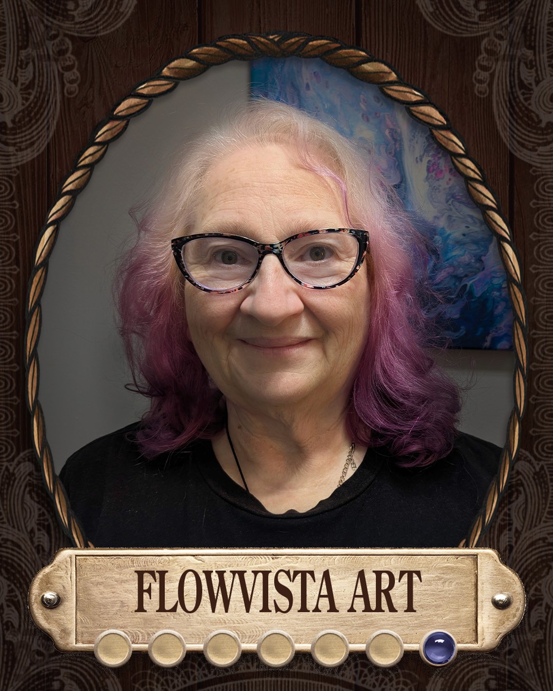 Portrait of flowvista art an acrylic pour artist