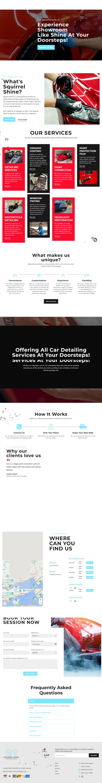 home page for squirrelshine website developed & designed by Dreams Agency Mississauga, Ontario