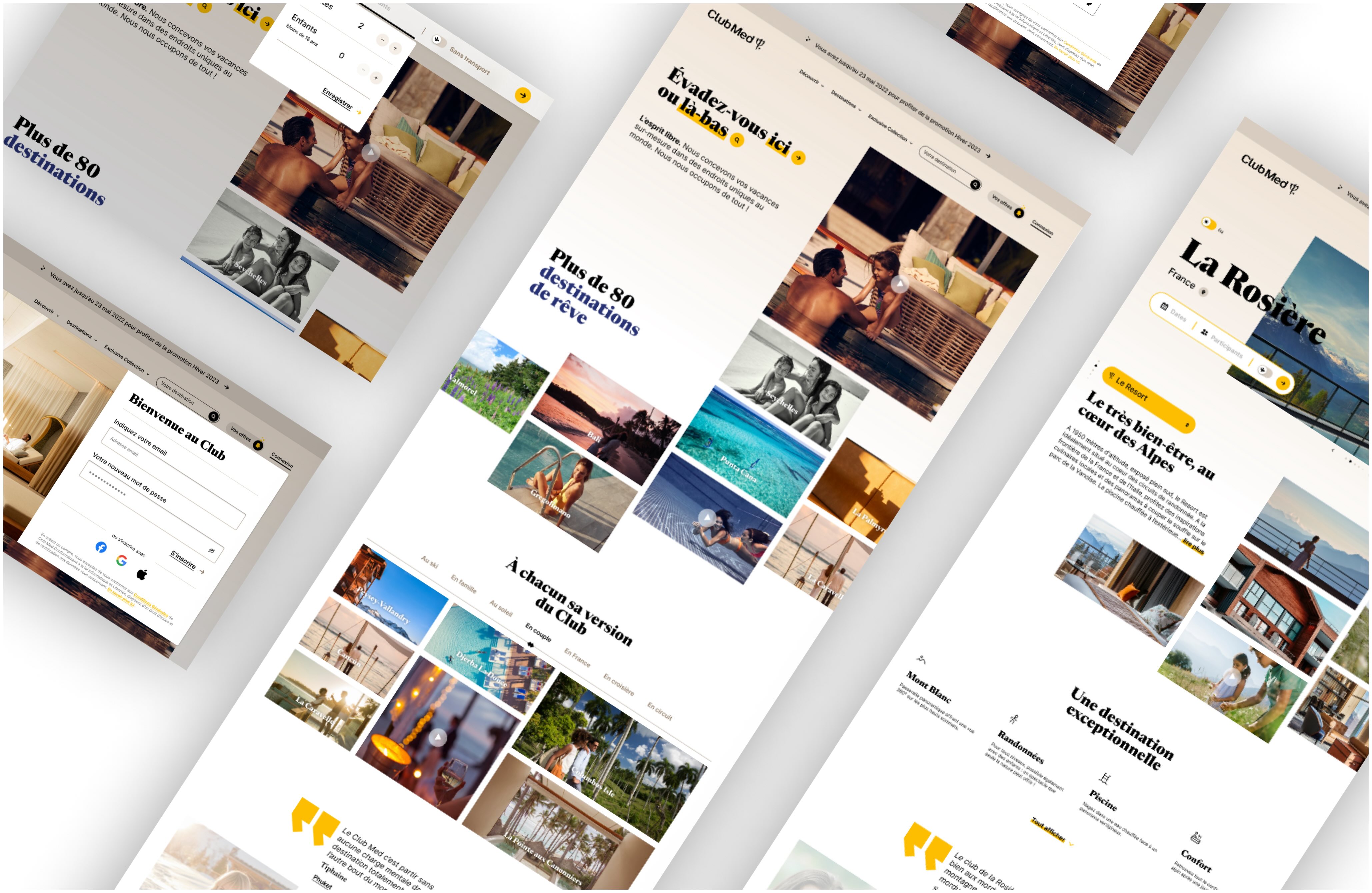 Écrans du site Web Club Med