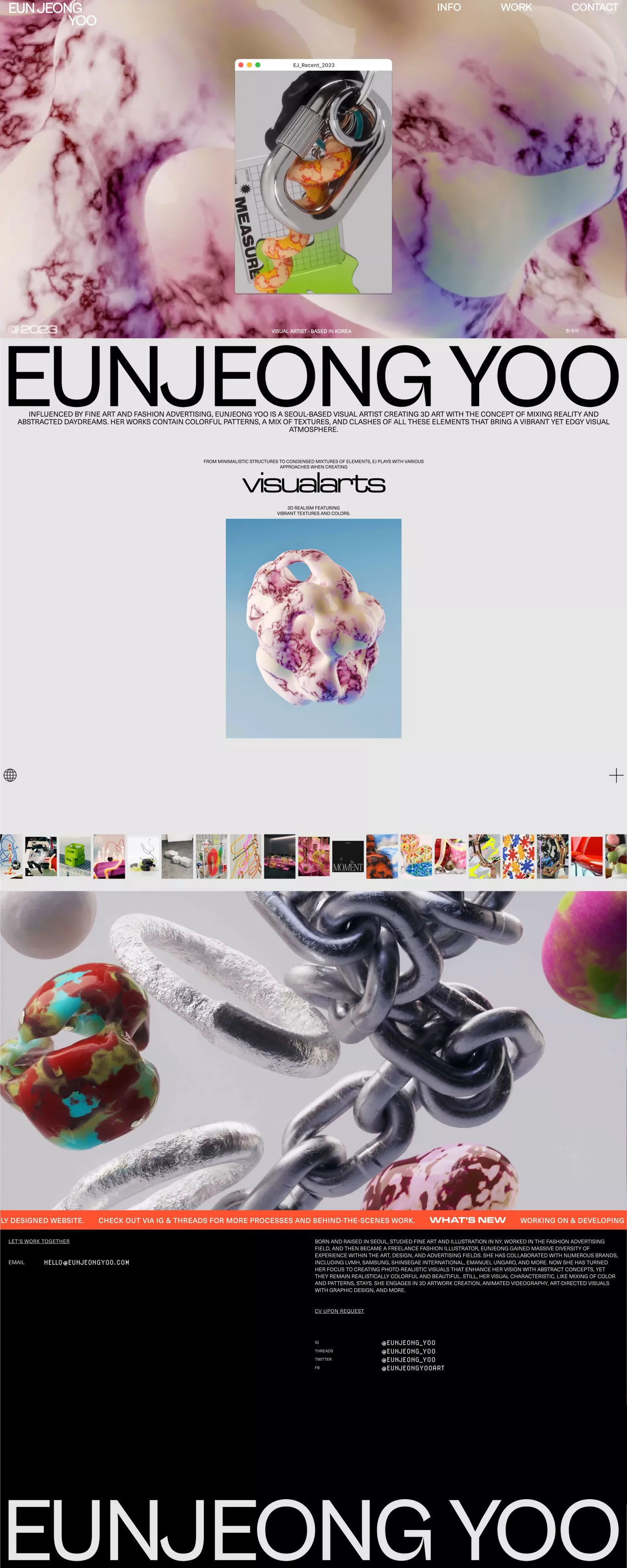 EUN JEONG YOO portfolio page screenshot showcasing Design and Advertising design