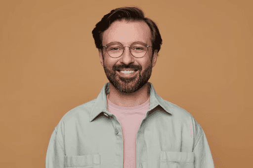 Profile of a man brown background