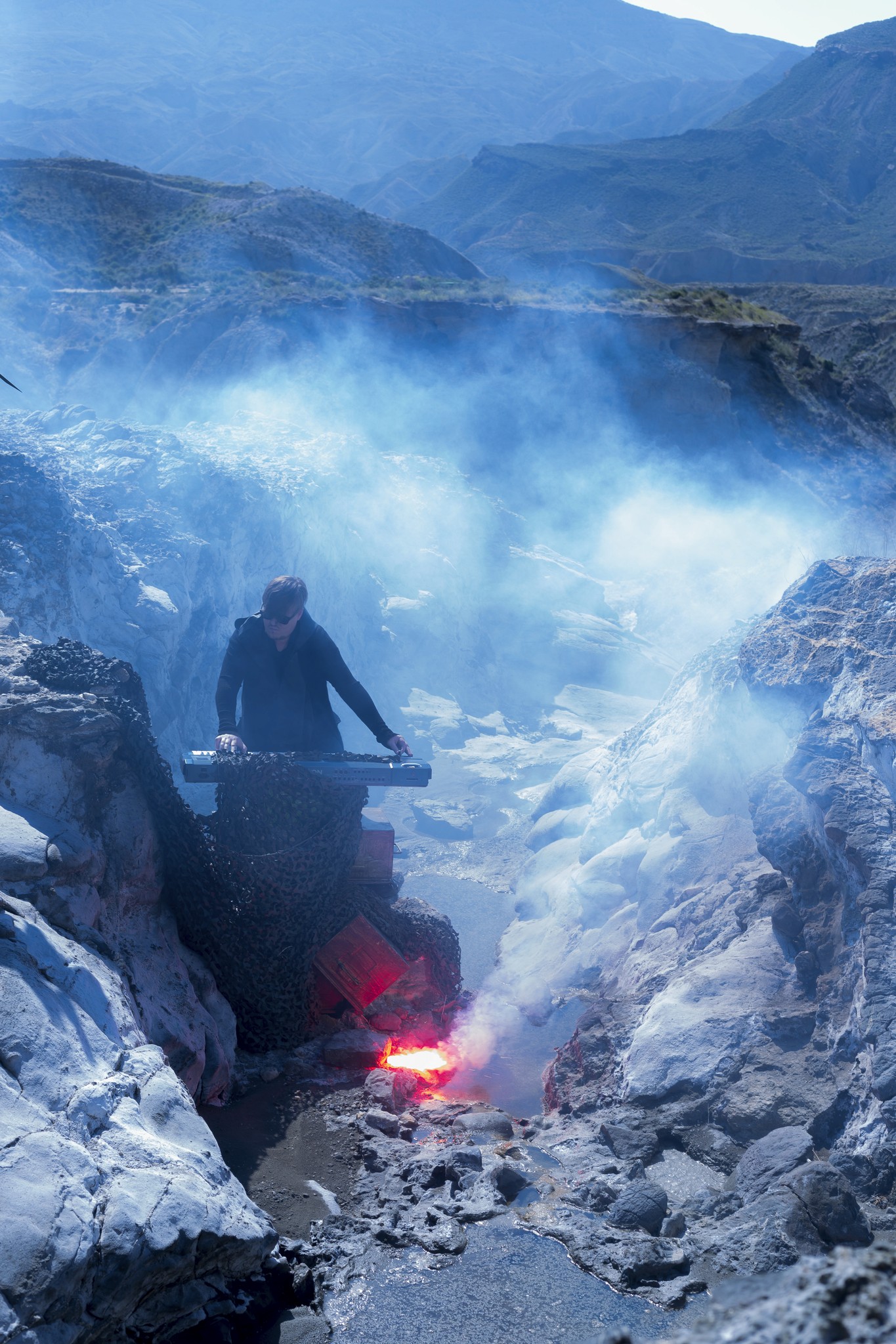 black and gray camera tripod