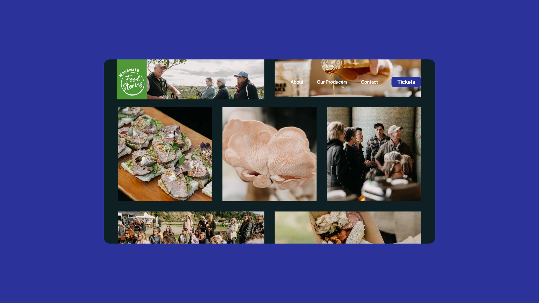 Webpage containing Gallery of event images from Manwatu Food Stories website.