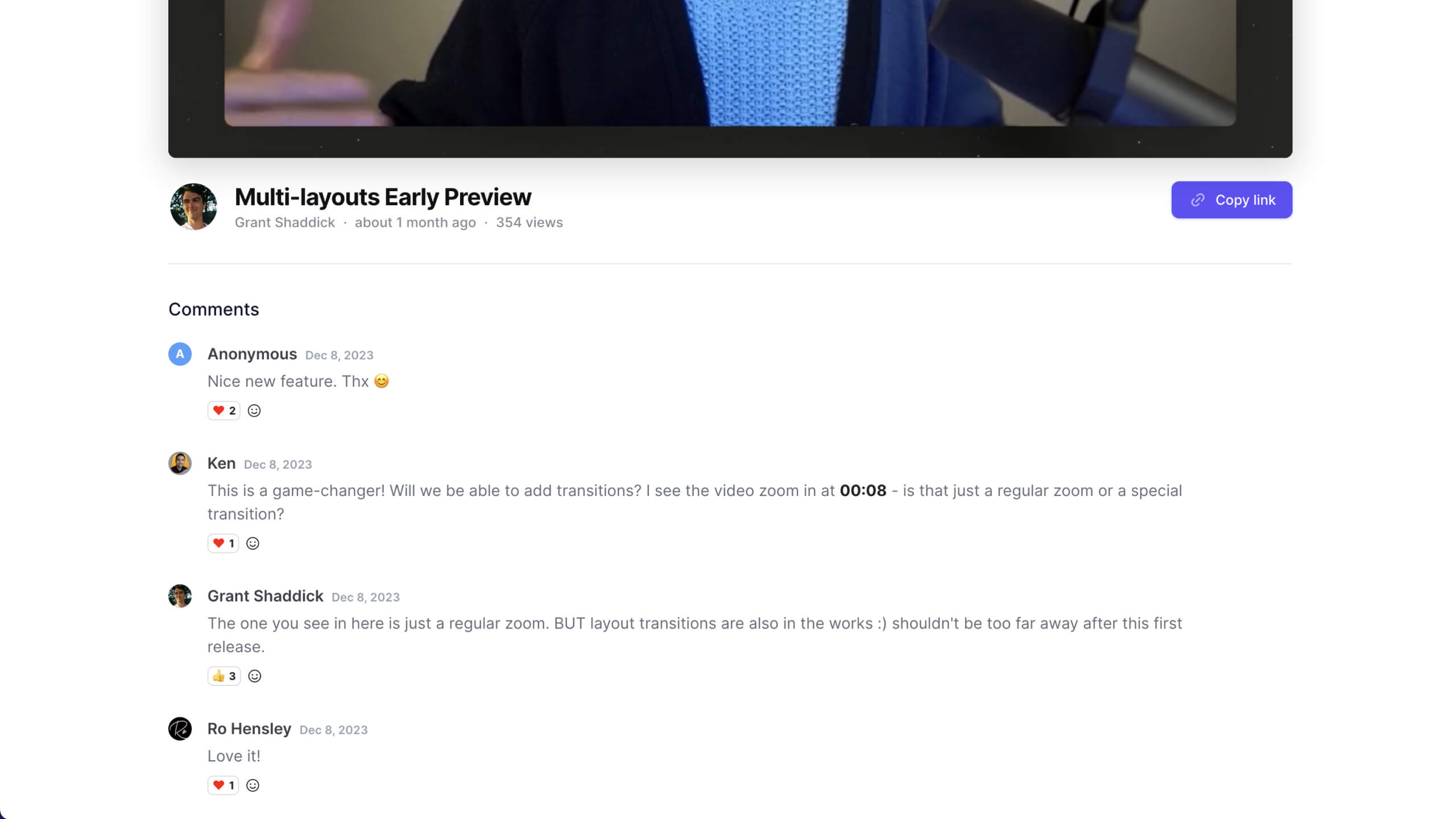 Tella video viewer comment