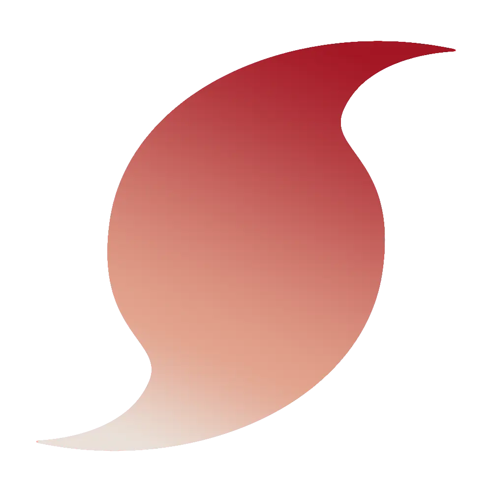 Stylized hurricane symbol with a red-to-white gradient, representing storm protection and impact-resistant glass solutions.