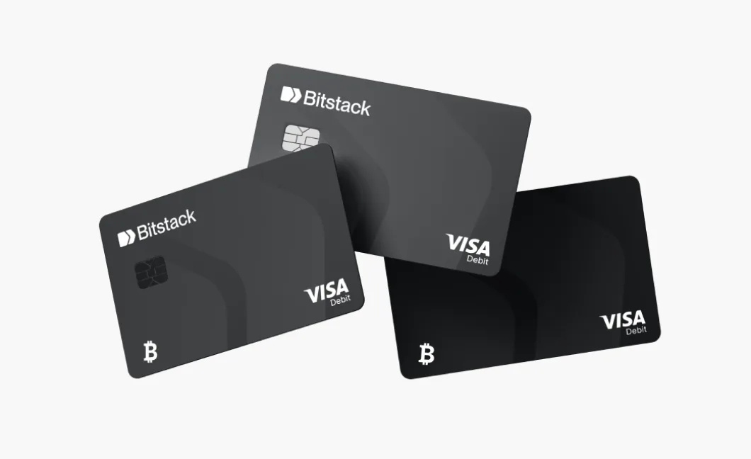 Three Bitstack Visa cards in black