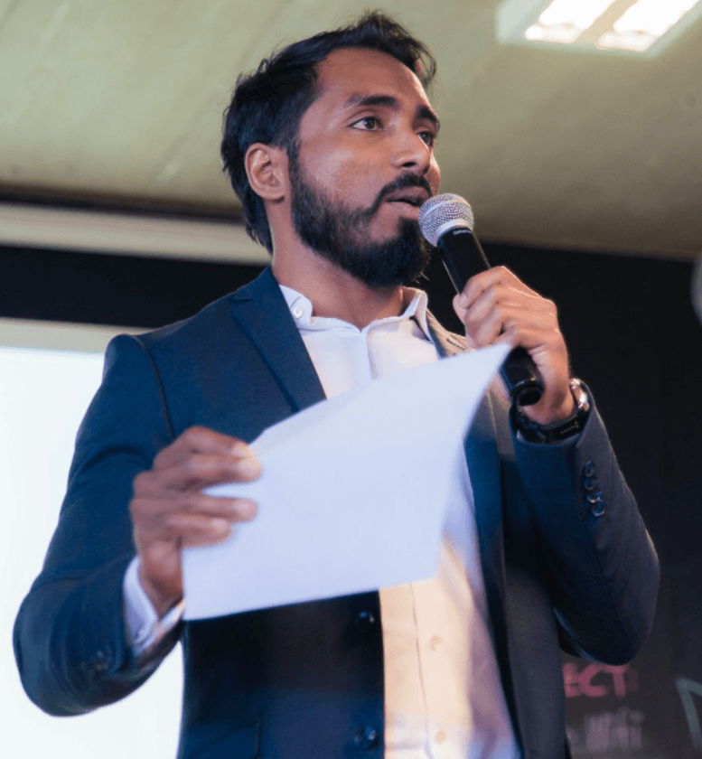 Portrait of portfolio creator – back view