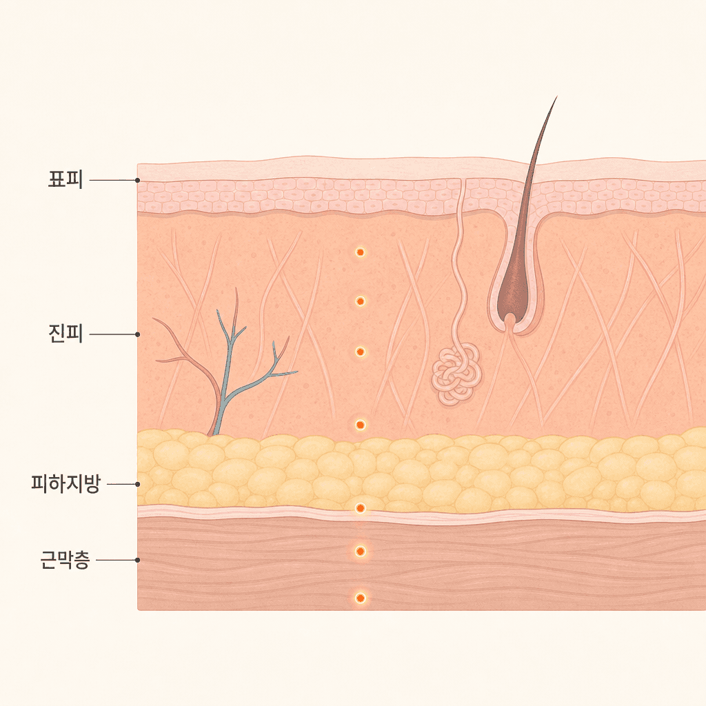 슈링크 열에너지가 닿는 피부 속 층 구조