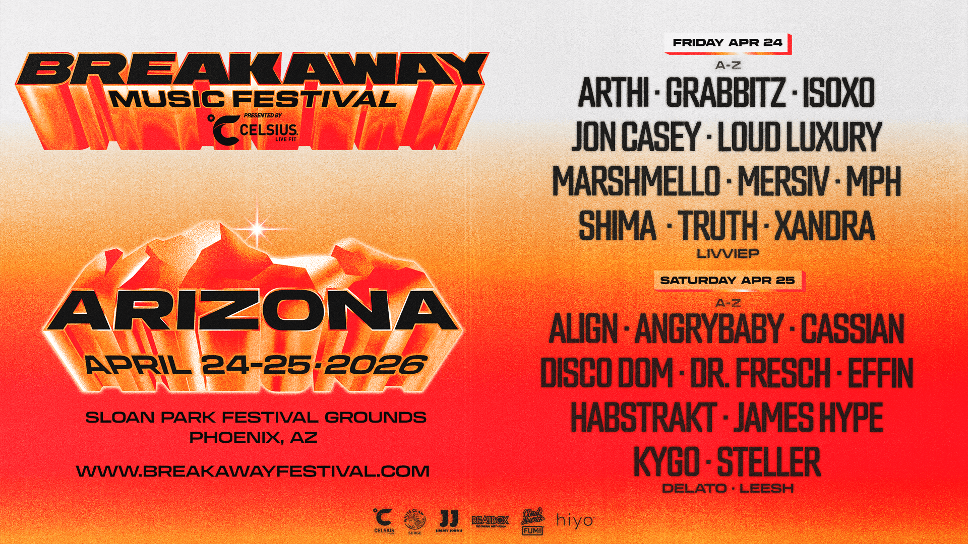 Breakaway Arizona lineup flyer 2026