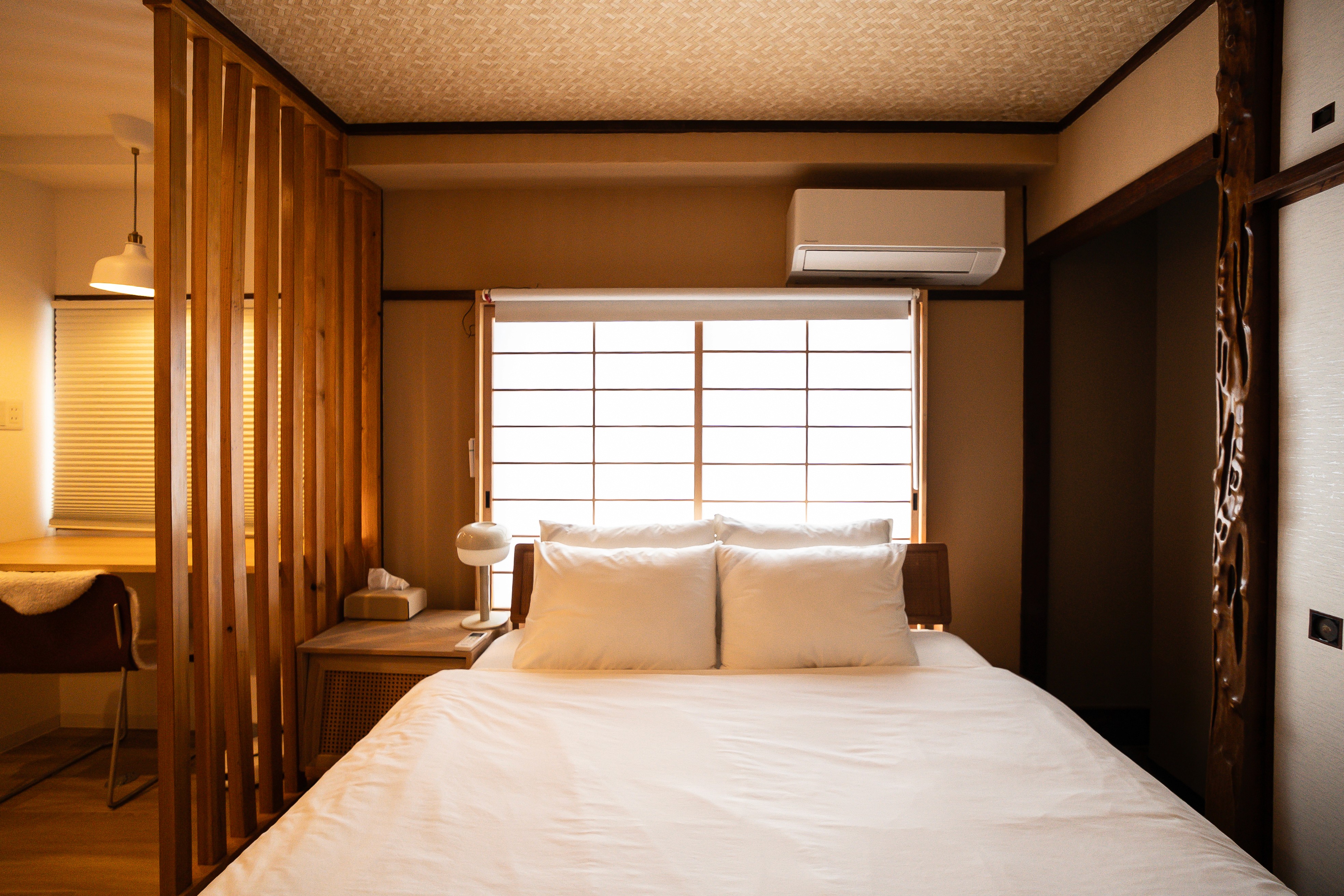 A dim lighted bedroom