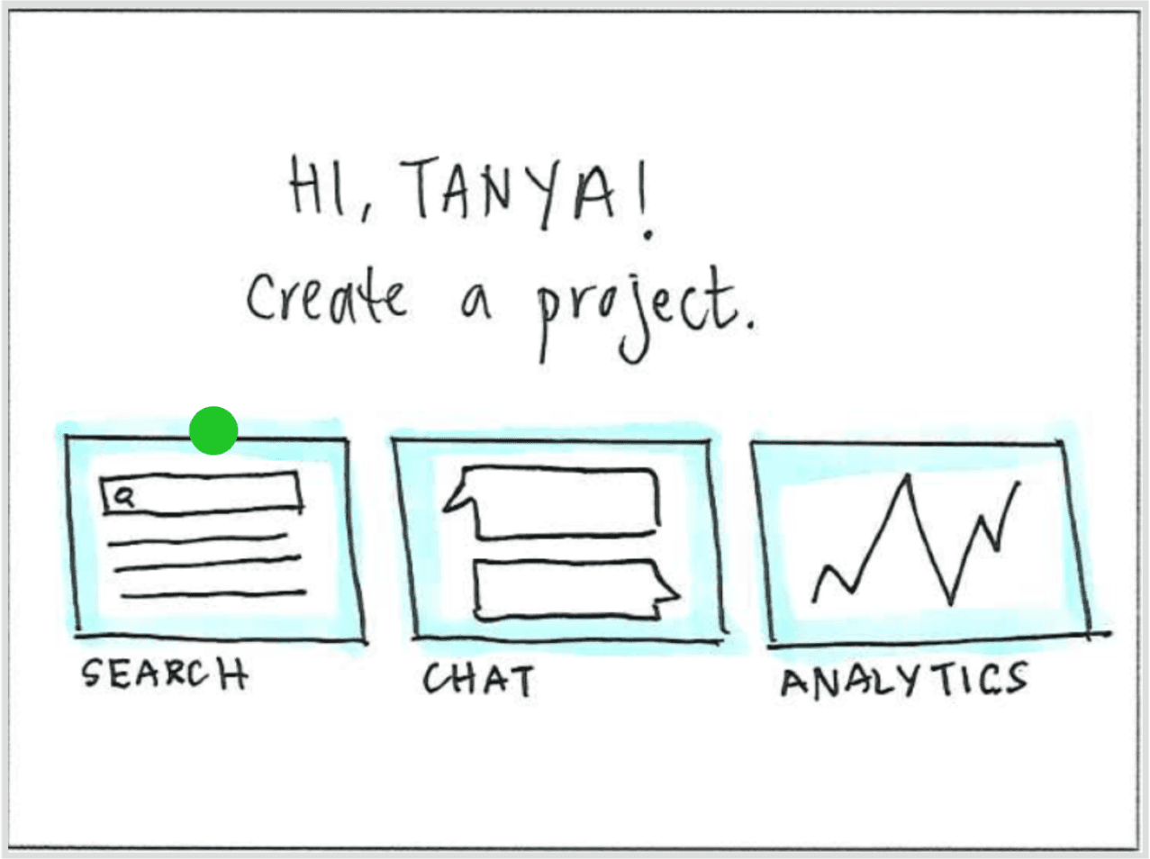 Initial low-fi wireframes for Projects concept