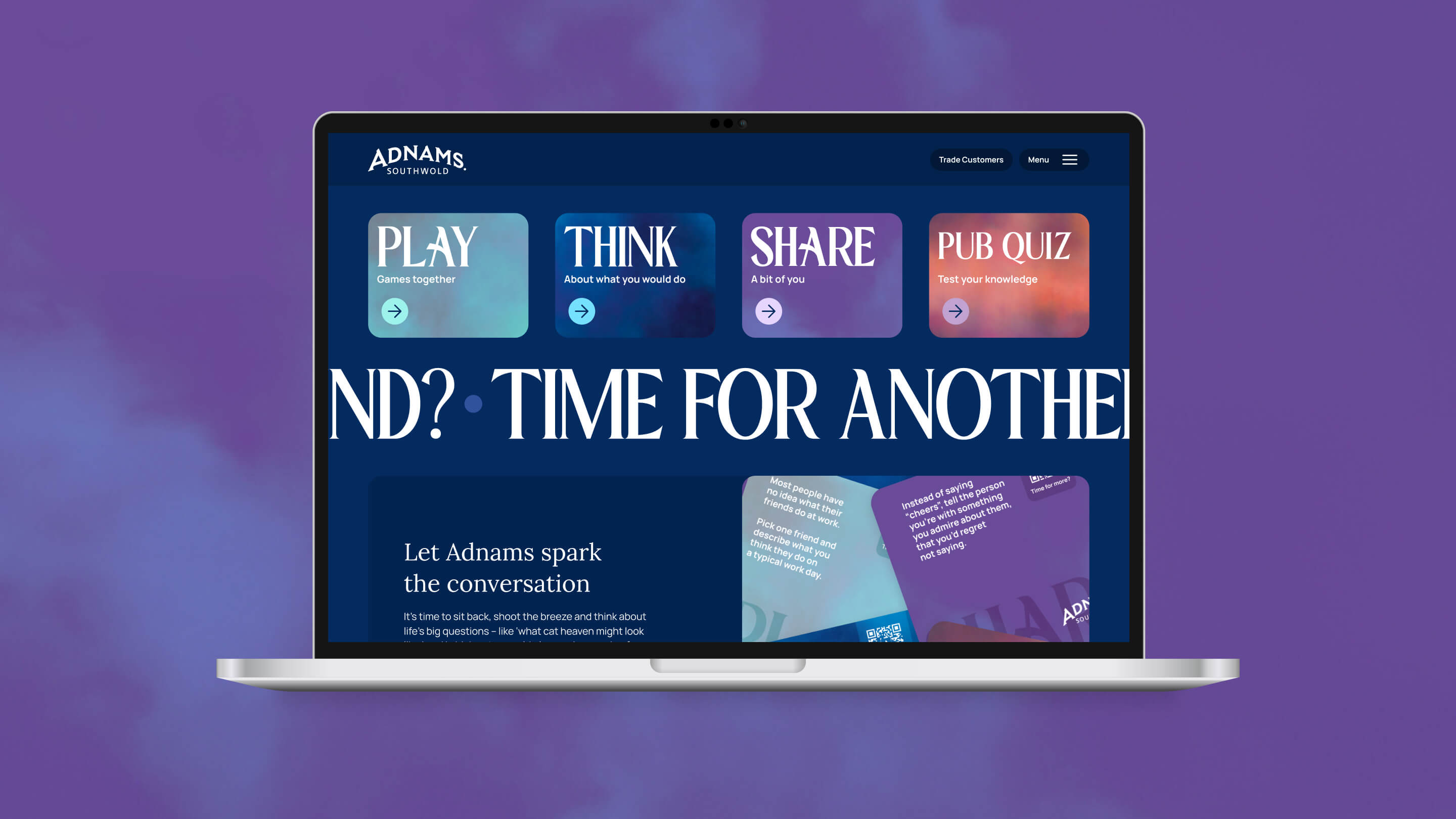 Adnams time for another round homepage website design UK