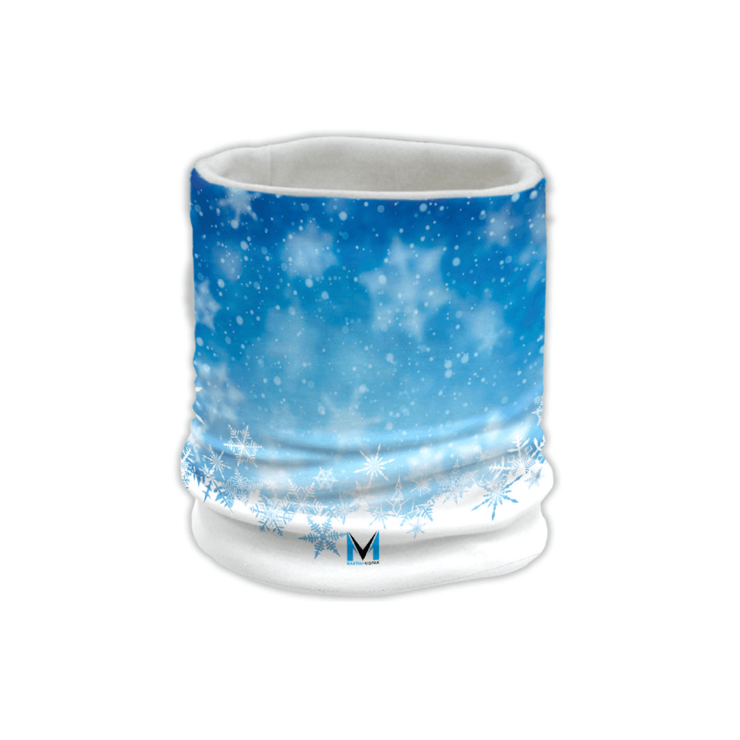 Blue neckwarmer on a plain white background, the original product photo
