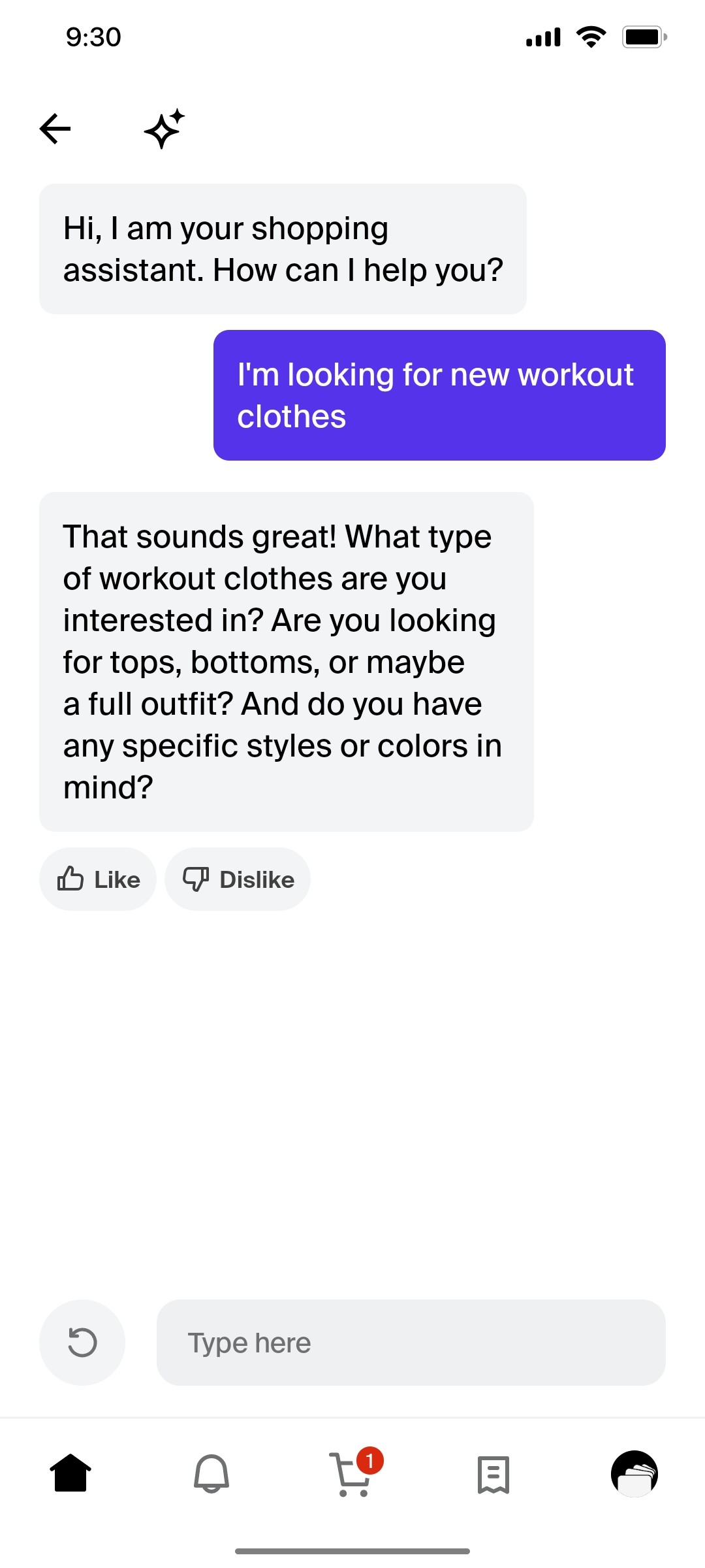 Shop App Chat Screen