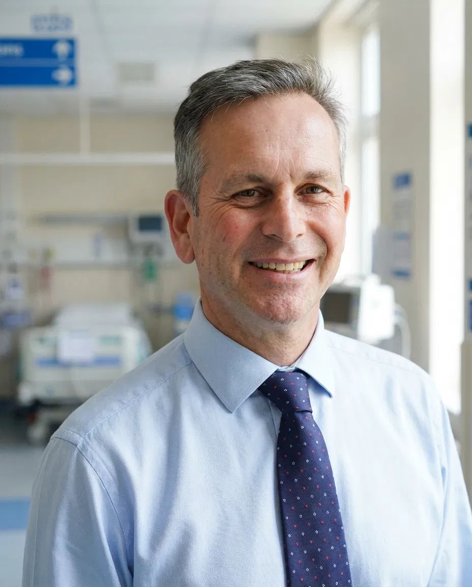 Daniel Elkeles in a professional NHS healthcare setting.