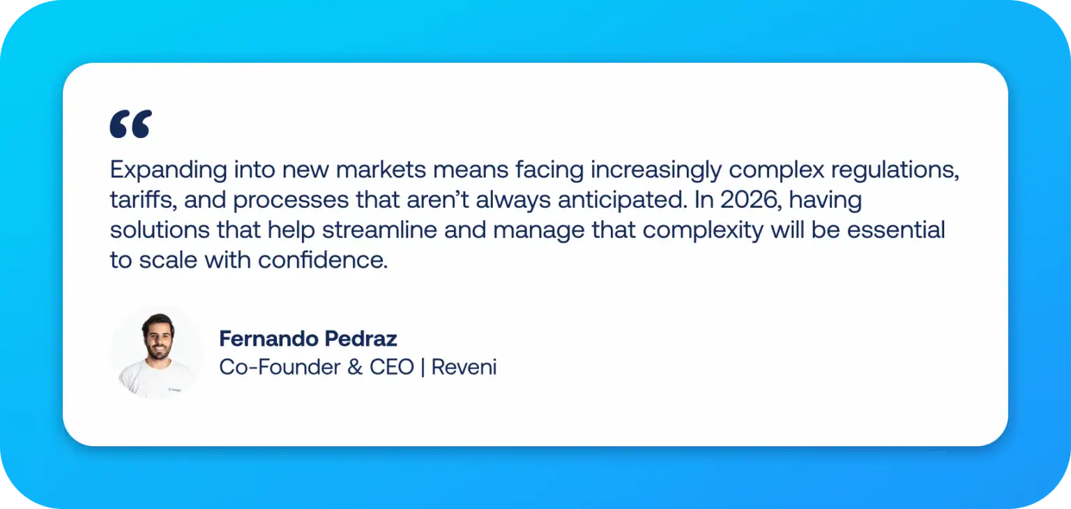 Fernando Pedraz, Co-Founder and CEO of Reveni, highlighting the growing complexity of cross-border shipping in Europe