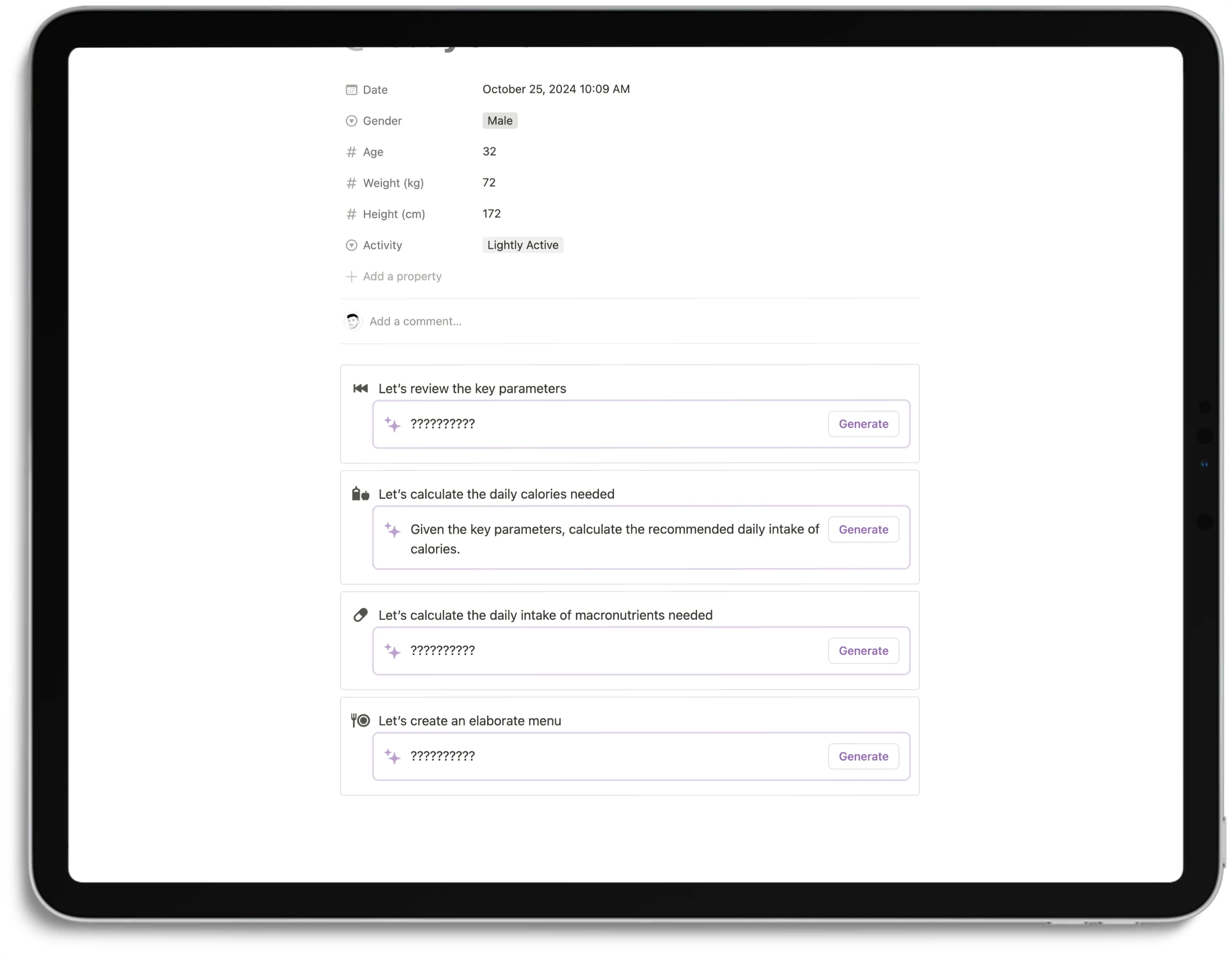 Notion Optimal Workout System - AI