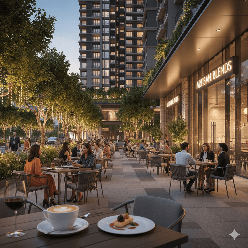 High-end cafes and gourmet dining experiences within the complex