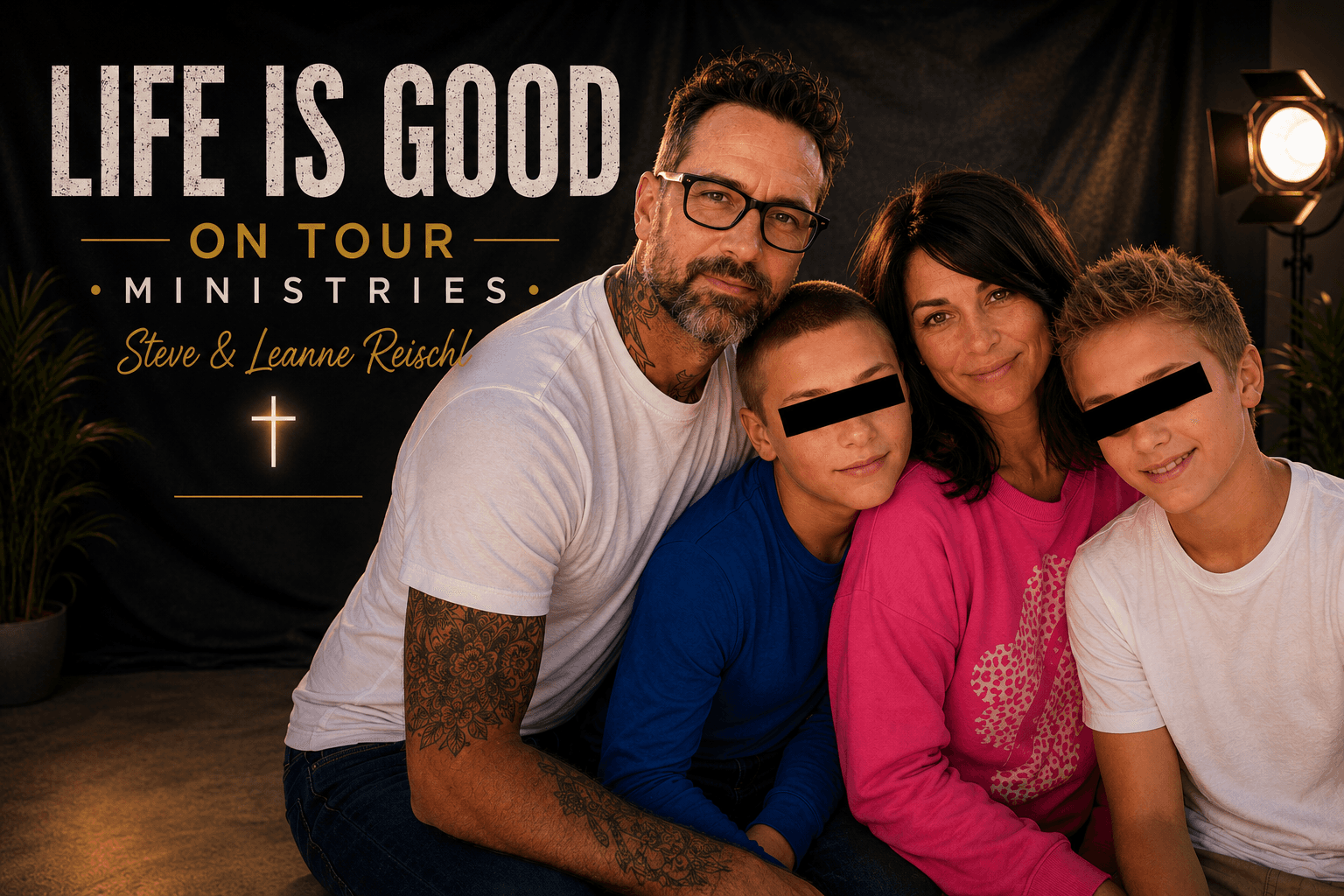 Steve and Leanne Reischl with their sons for Life Is Good on Tour Ministries