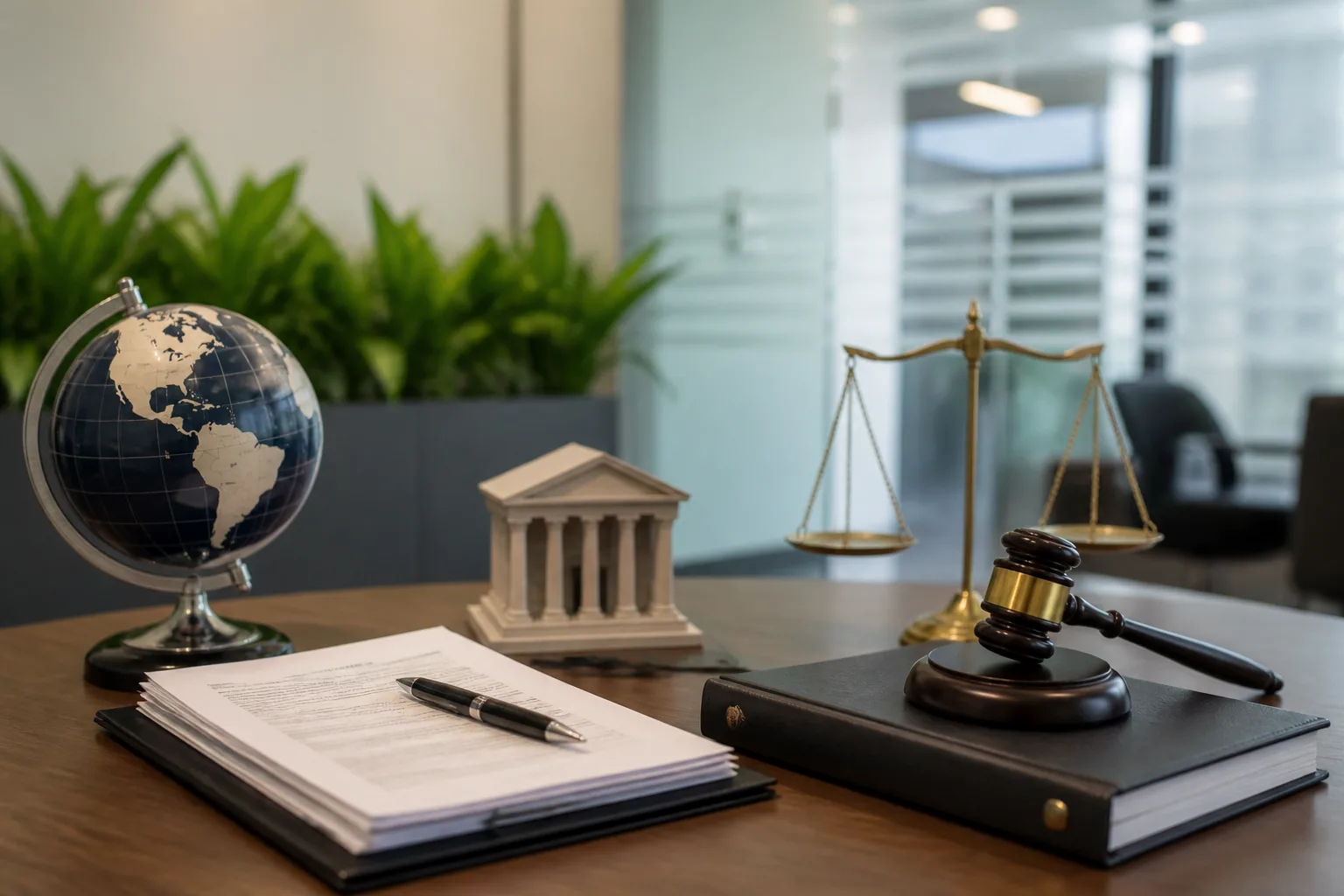 Offshore Company Formation beside a Dubai trade license document and a modern office building