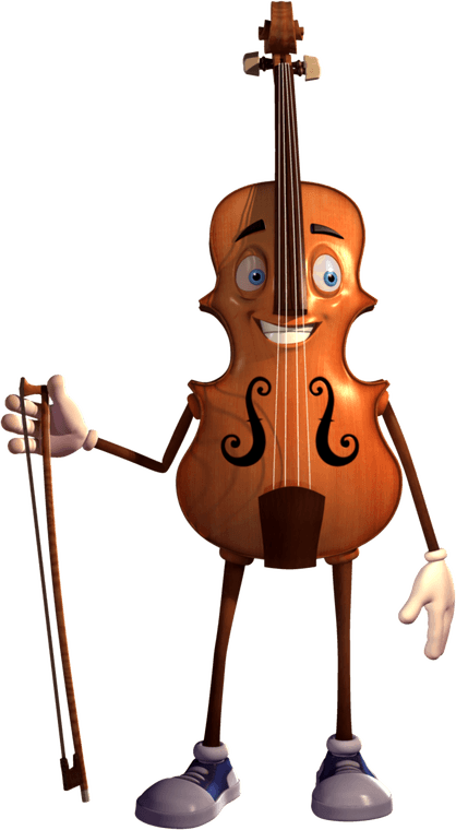 Val Violin, a violin character holding a bow.