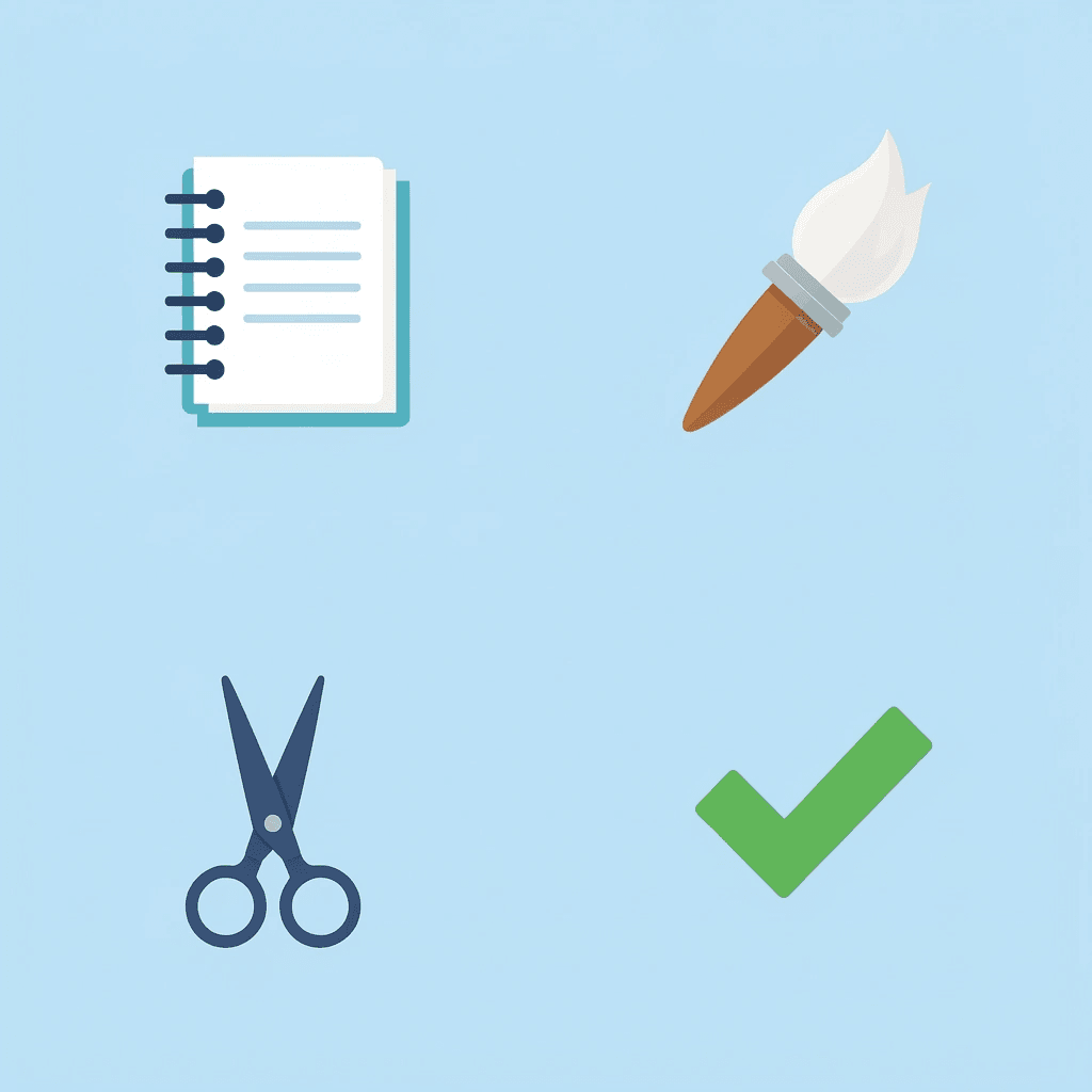 Four-icon grid showing worksheet quantity, coloring, cutting, and customization features