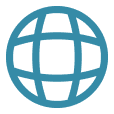 A blue pixelated symbol displayed on a solid black background.