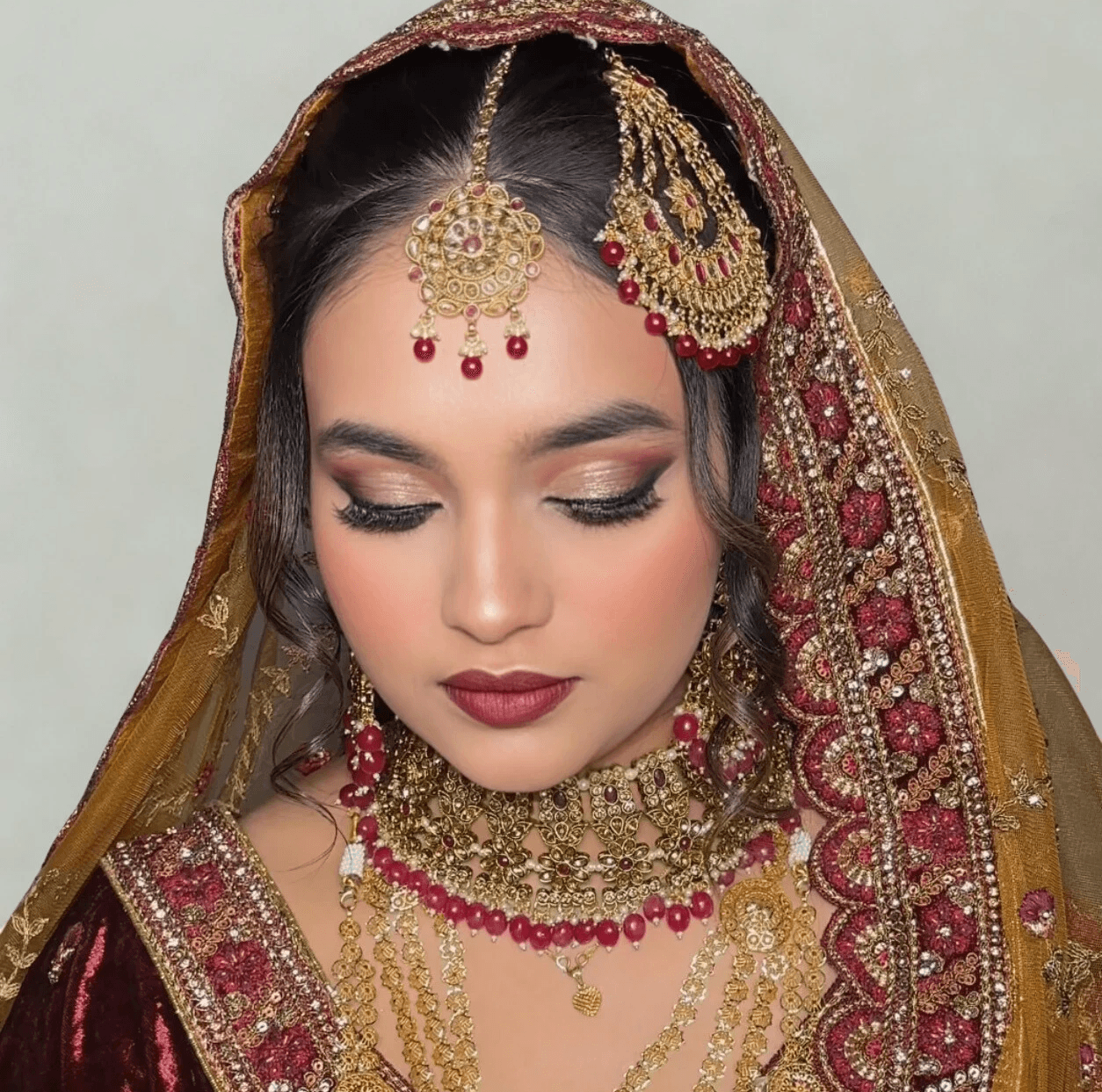 a person in a red dress