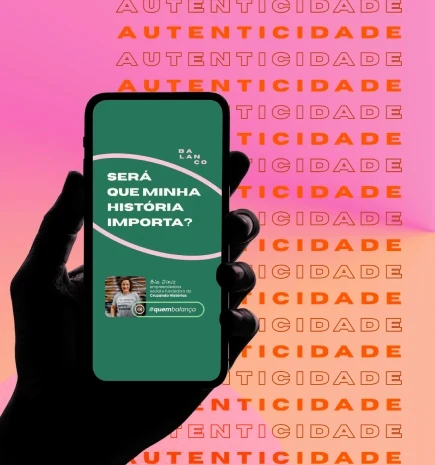 Arte digital feita para a marca Balanço, projetada na tela de um celular.