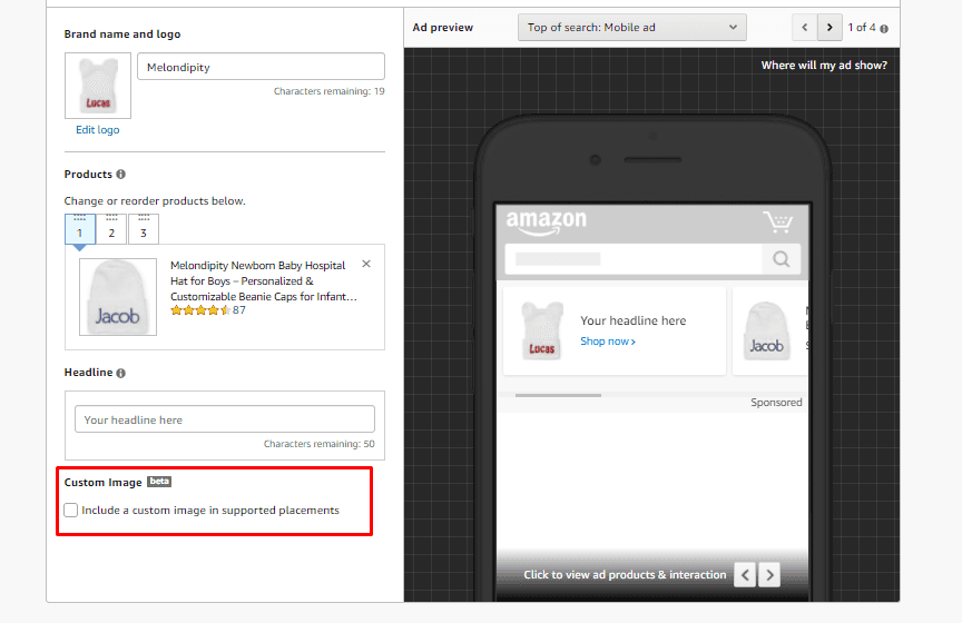 Now you can add a custom image in Sponsored Brand Ads