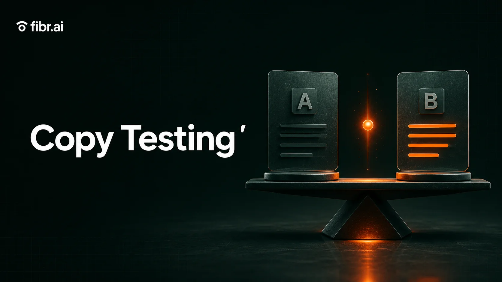 Copy testing visualization with multiple content variations, performance comparison analytics, and conversion-focused messaging elements.