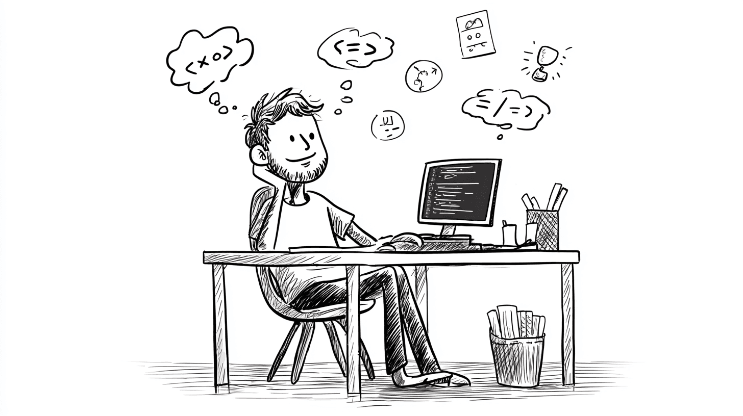 Developer behind a desk