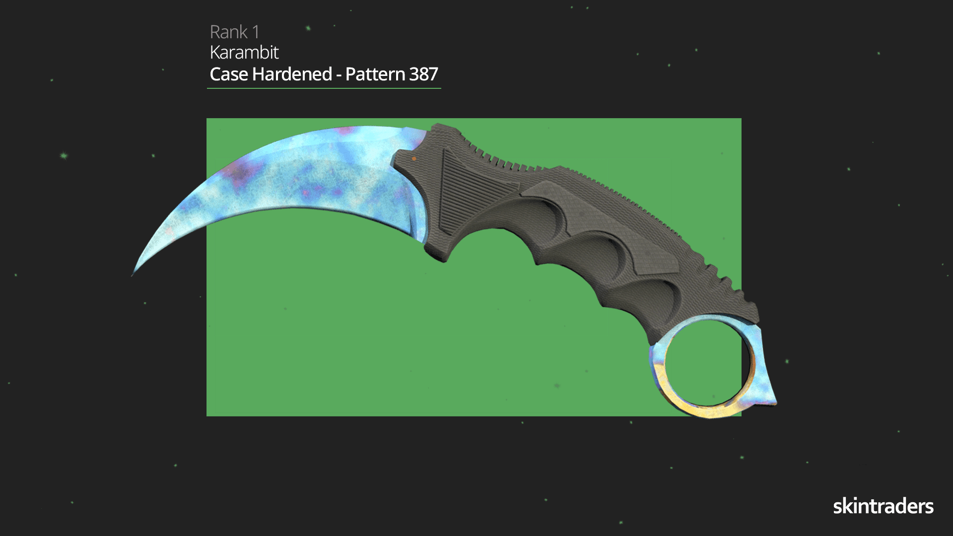 Karambit Case Hardened Pattern 387 Rank 1 Example