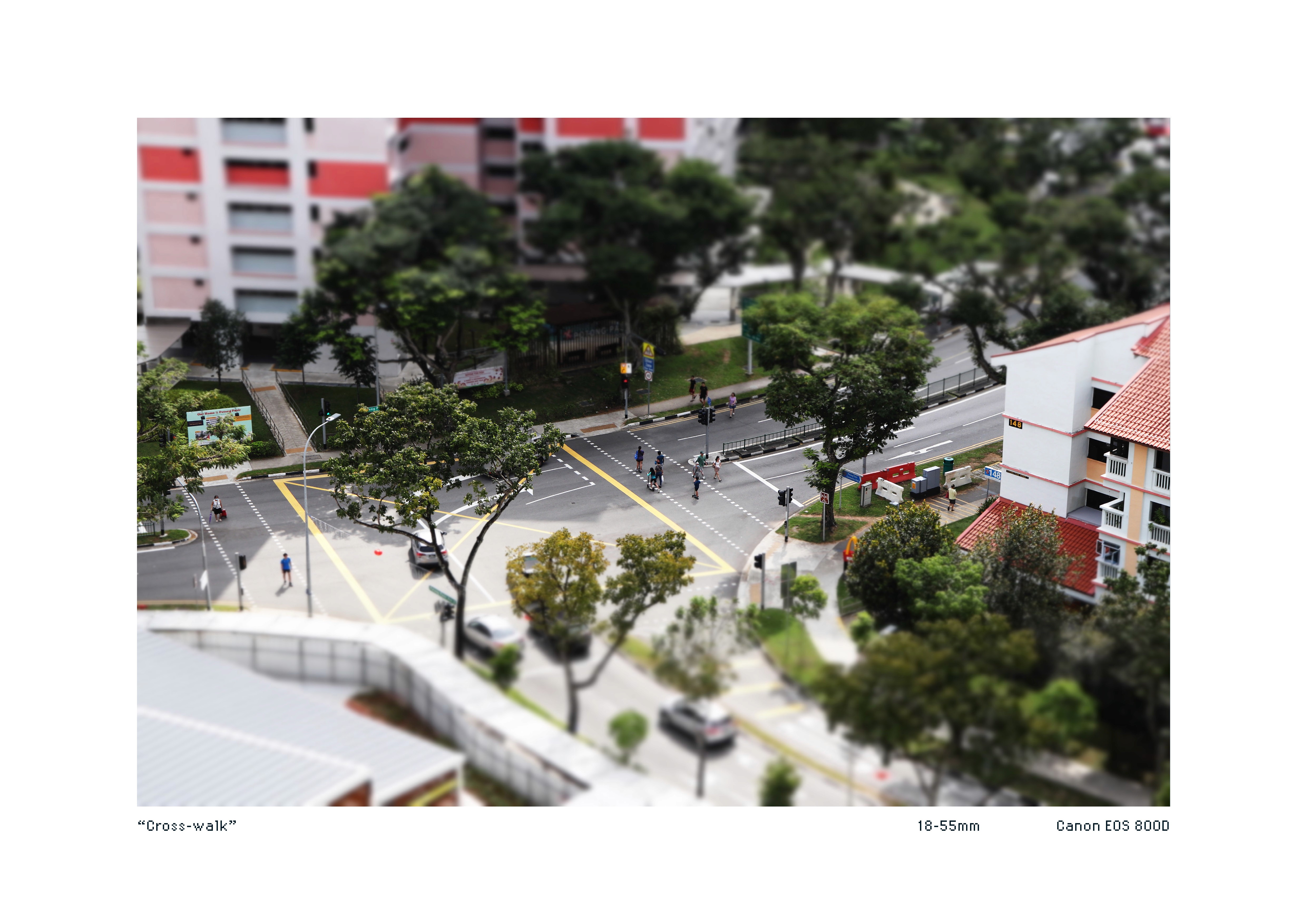 Tiltshift image of a road junction