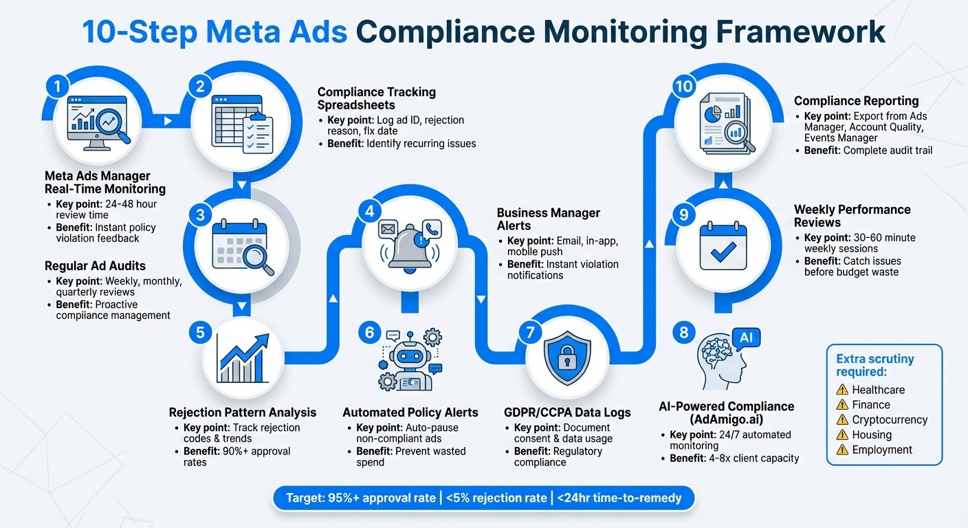 10-Step Meta Ads Compliance Monitoring Framework