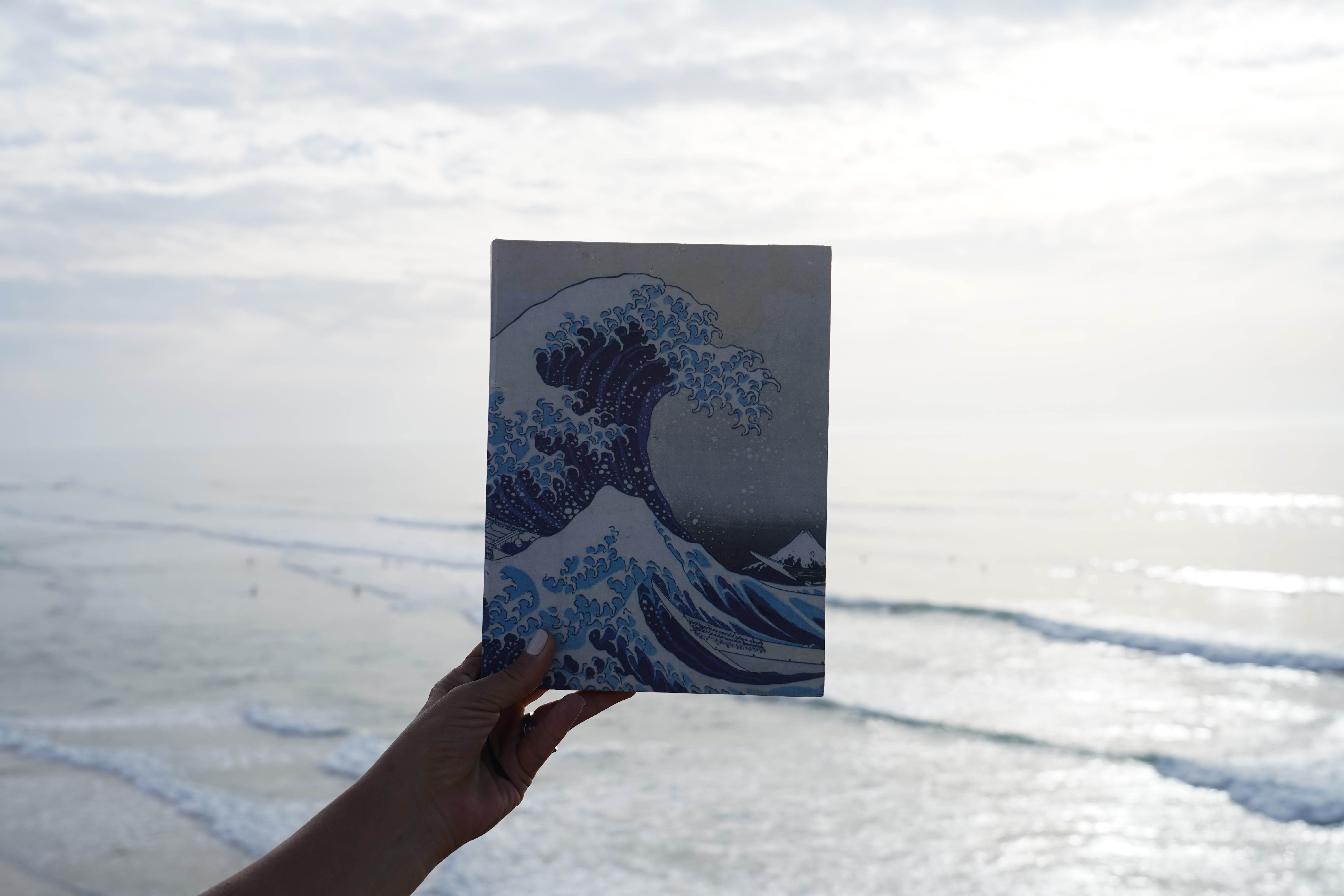 Cuadro con ilustración de una ola con mar de fondo