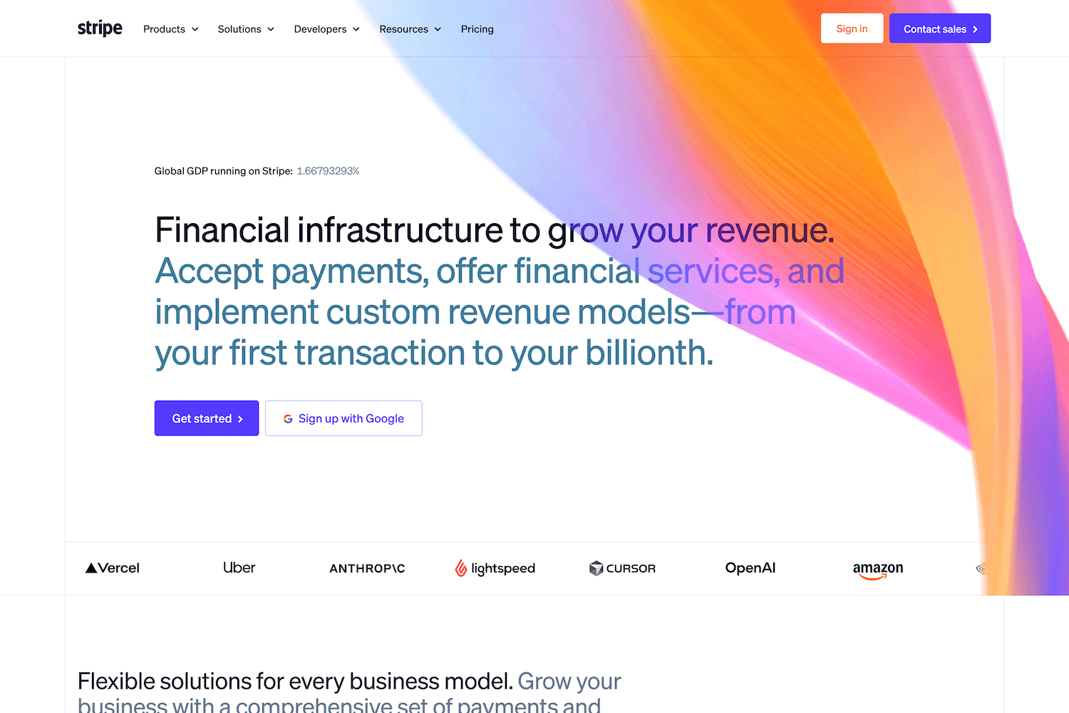 Stripe's homepage design