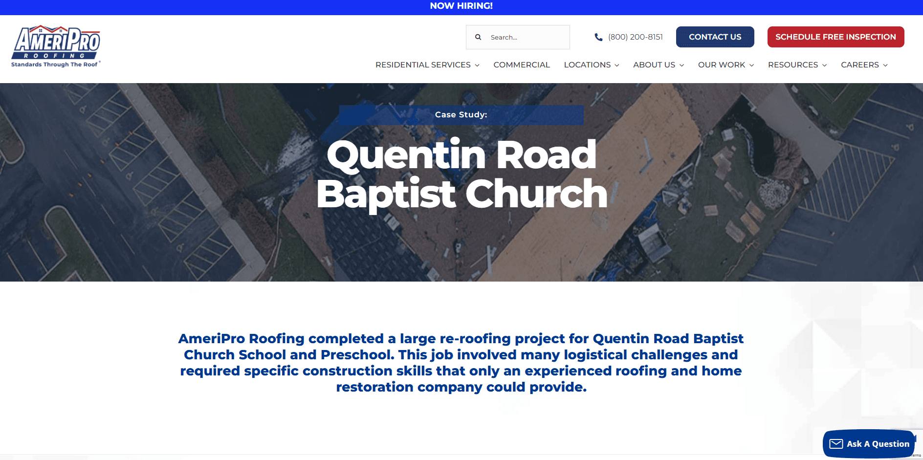 case study on a roofer website